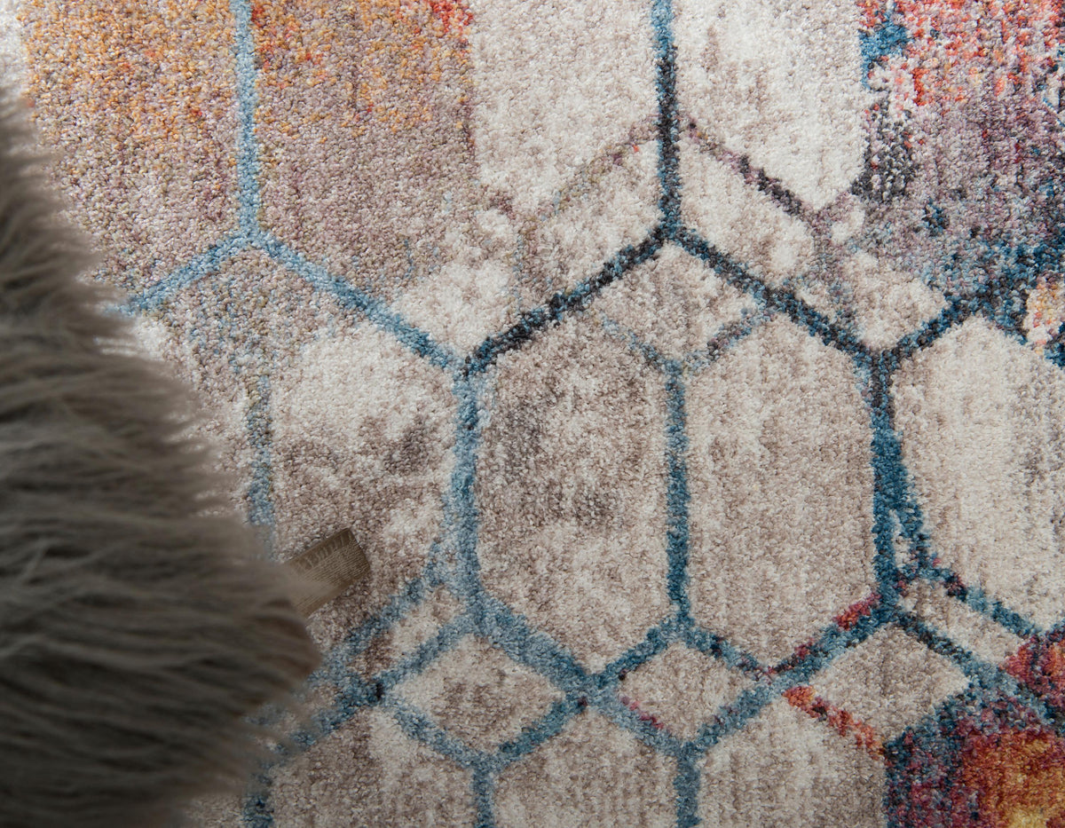 Reuben - Hexagon Pattern Color Blend Rug